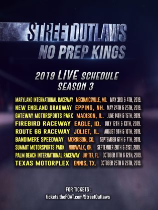 2019 Official Street Outlaws No Prep Kings Season 3 Schedule - No Prep