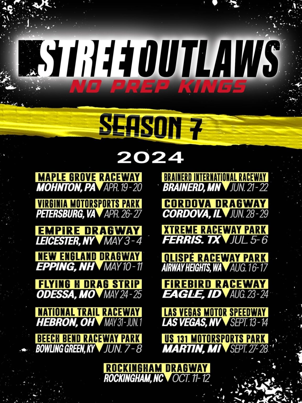 2024 STREET OUTLAWS NO PREP KINGS NO PREP ELITE SCHEDULE RELEASED No